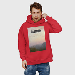 Толстовка оверсайз мужская Denis птицы в небе, цвет: красный — фото 2