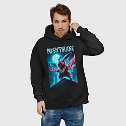 Толстовка оверсайз мужская Nightmare - terrible Pikachu neon glow, цвет: черный — фото 2
