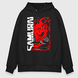 Толстовка оверсайз мужская Cyberpunk samurai, цвет: черный