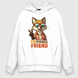 Мужское худи оверсайз Лисёнок в очках - little fox - мой дикий друг