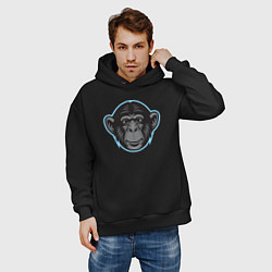 Толстовка оверсайз мужская Funny monkey, цвет: черный — фото 2