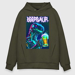 Мужское худи оверсайз Neon cyber beersaur - neon glow fantasy