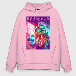 Мужское худи оверсайз Cool dude Dino with a mug of beer - ai art