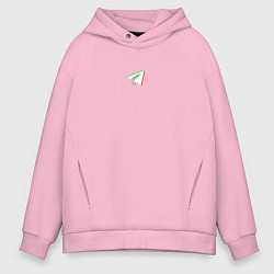 Толстовка оверсайз мужская Самолётик телеграм, цвет: светло-розовый