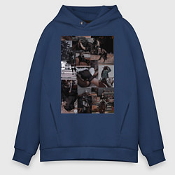 Толстовка оверсайз мужская Конный спорт коллаж, цвет: тёмно-синий