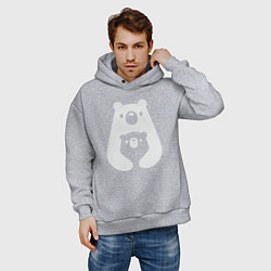 Толстовка оверсайз мужская Обнимашки-мишки, цвет: меланж — фото 2