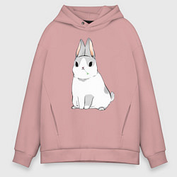 Толстовка оверсайз мужская Кролик жует траву, цвет: пыльно-розовый