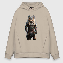 Толстовка оверсайз мужская Кот викинг, цвет: миндальный