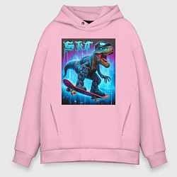 Мужское худи оверсайз Dude tyrannosaur on a skateboard - ai art