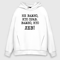 Мужское худи оверсайз Не важно кто прав, главное кто лев - каламбурный ю