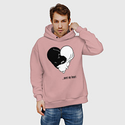 Толстовка оверсайз мужская Meet my heart, цвет: пыльно-розовый — фото 2