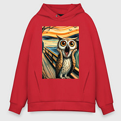 Мужское худи оверсайз Сова кричит на картине Эдварда Мунка - нейроарт