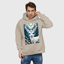 Толстовка оверсайз мужская Сказочный олененок, цвет: миндальный — фото 2