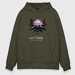 Толстовка оверсайз мужская The Witcher logo, цвет: хаки