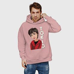 Толстовка оверсайз мужская Tokio - money heist, цвет: пыльно-розовый — фото 2