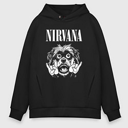 Толстовка оверсайз мужская Nirvana rock dog, цвет: черный