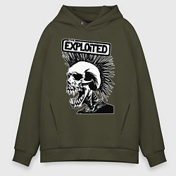 Толстовка оверсайз мужская The exploited - punk skull, цвет: хаки