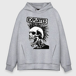 Толстовка оверсайз мужская The exploited - punk skull, цвет: меланж