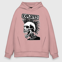 Толстовка оверсайз мужская The exploited - punk skull, цвет: пыльно-розовый