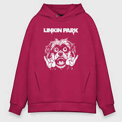 Толстовка оверсайз мужская Linkin Park rock dog, цвет: маджента