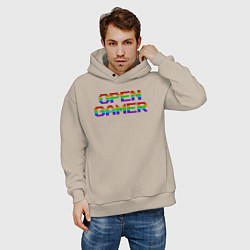 Толстовка оверсайз мужская Open gamer logo, цвет: миндальный — фото 2