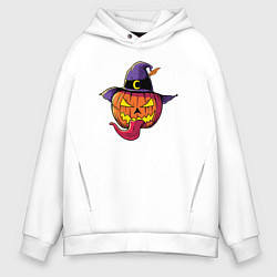 Толстовка оверсайз мужская Тыква с языком, цвет: белый