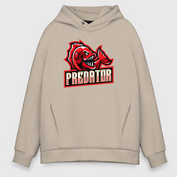 Толстовка оверсайз мужская Рыбка хищник, цвет: миндальный