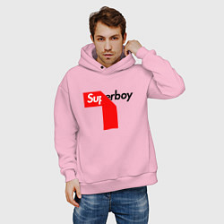 Толстовка оверсайз мужская Супермужик, цвет: светло-розовый — фото 2