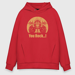 Толстовка оверсайз мужская Rock monkey, цвет: красный