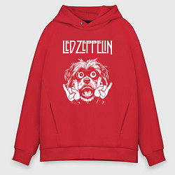 Толстовка оверсайз мужская Led Zeppelin rock dog, цвет: красный