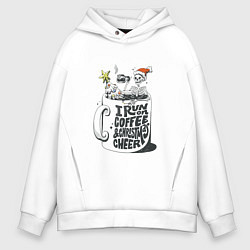 Мужское худи оверсайз Coffee Christmas Skeleton