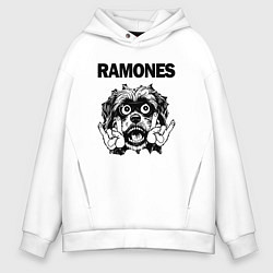 Толстовка оверсайз мужская Ramones - rock dog, цвет: белый