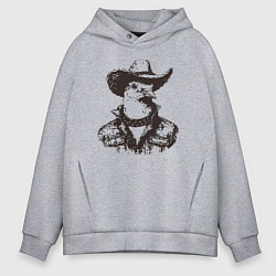 Толстовка оверсайз мужская Голубь ковбой на диком западе, цвет: меланж
