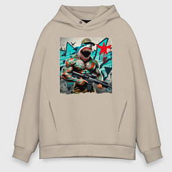 Толстовка оверсайз мужская Sharkman bodybuilder - special forces, цвет: миндальный