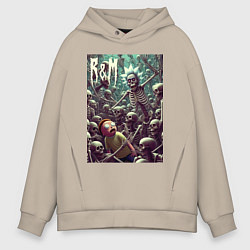 Толстовка оверсайз мужская Морти попал в ад - нейроарт, цвет: миндальный