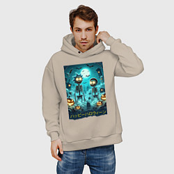 Толстовка оверсайз мужская Rick and Morty skeletons - happy halloween, цвет: миндальный — фото 2