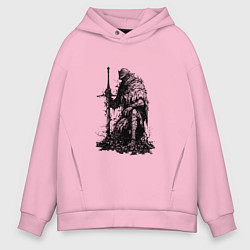 Толстовка оверсайз мужская Элитный рыцарь с двуручным мечом, цвет: светло-розовый