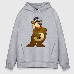 Толстовка оверсайз мужская Мишка-почтальон, цвет: меланж