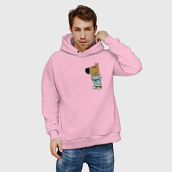 Толстовка оверсайз мужская Чилловый парень, цвет: светло-розовый — фото 2