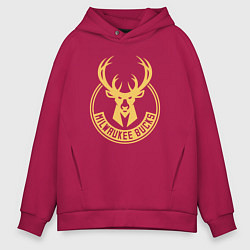 Толстовка оверсайз мужская NBA Milwaukee Bucks, цвет: маджента