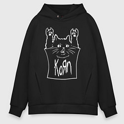 Мужское худи оверсайз KoЯn - cat rock