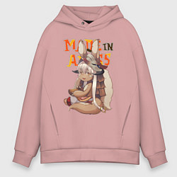 Толстовка оверсайз мужская Созданный в бездне - Наначи, цвет: пыльно-розовый