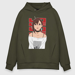 Толстовка оверсайз мужская Дандадан: Момо, цвет: хаки