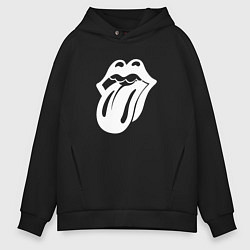 Толстовка оверсайз мужская Rolling Stones - white logo, цвет: черный