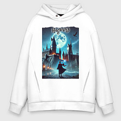 Толстовка оверсайз мужская Nightly Hogwarts - neon glow, цвет: белый