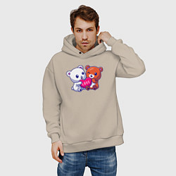 Толстовка оверсайз мужская Teddy love, цвет: миндальный — фото 2