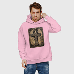 Толстовка оверсайз мужская Египетский крест Анкх знак вечной жизни, цвет: светло-розовый — фото 2