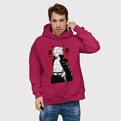 Толстовка оверсайз мужская Токийские мстители Мандзиро, цвет: маджента — фото 2