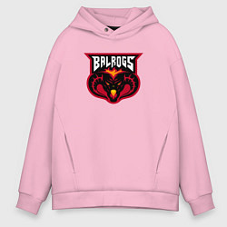 Толстовка оверсайз мужская Демон Балрог - Властелин колец, цвет: светло-розовый