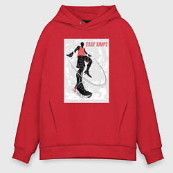 Толстовка оверсайз мужская Easy jumps and live, цвет: красный
